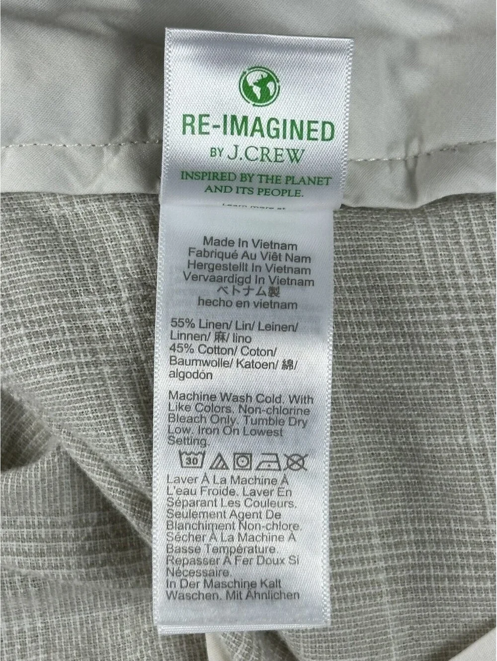 JCrew Re-Imagined Mens Straight Linen Cotton Plaid Pants Summer Trousers 32x30